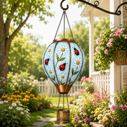 Hot Air Balloon Solar Lantern With Flame Effect
