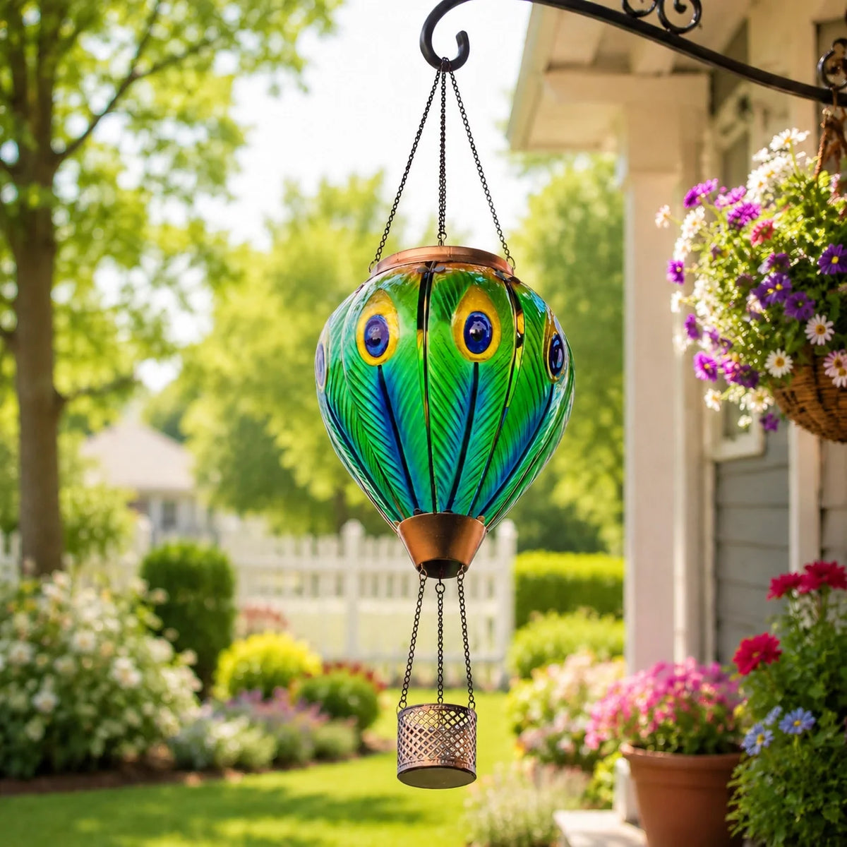 Hot Air Balloon Solar Lantern With Flame Effect