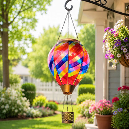 Hot Air Balloon Solar Lantern With Flame Effect
